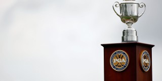 CHASKA, MN - AUGUST 16: The Wanamaker Trophy is seen on the first hole during the final round of the 91st PGA Championship at Hazeltine National Golf Club on August 16, 2009 in Chaska, Minnesota. (Photo by Streeter Lecka/Getty Images)