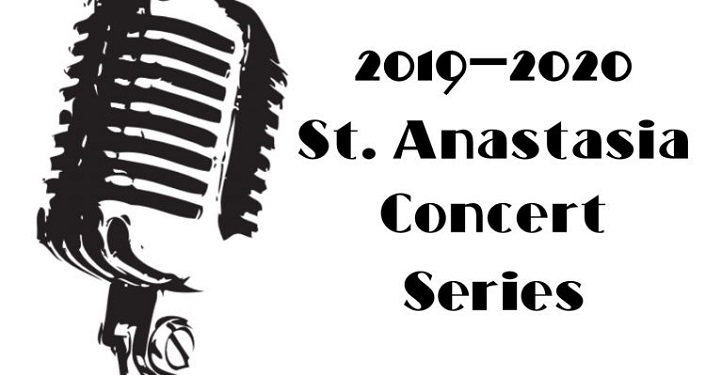 Image of microphone with text, 2019-2020 St Anastasia Concert Series